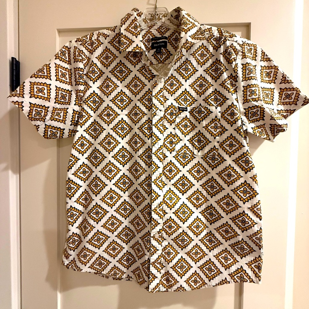 Brixton Men's Charter Print Short Sleeve Button-Down Shirt, Size Small